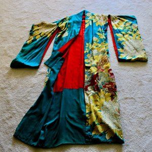 Vintage silk kimono,1940s custom made embroidered